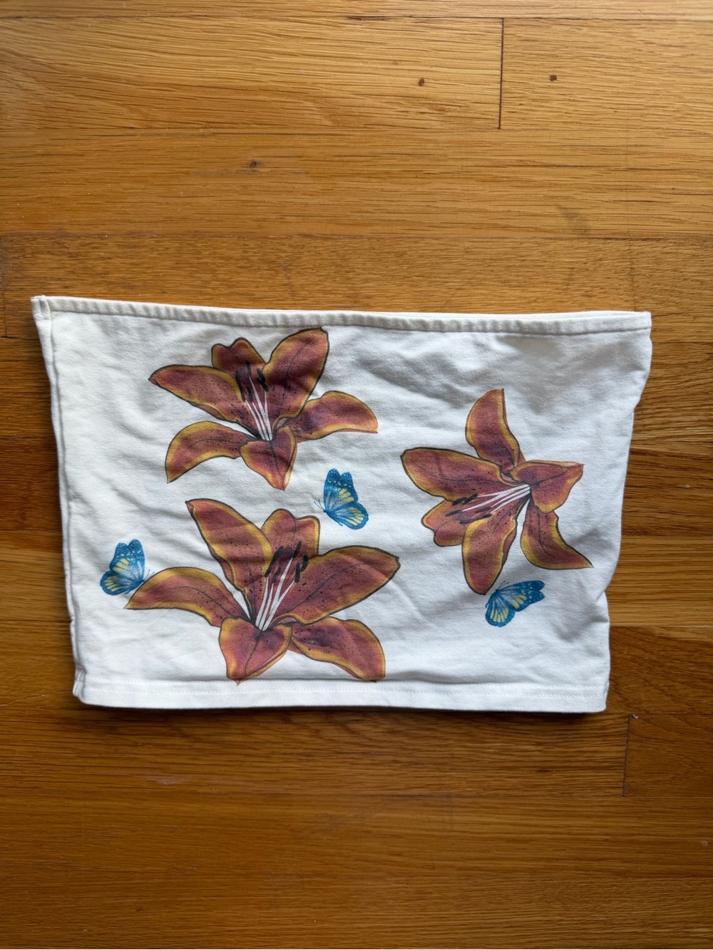Edikted White Lily Butterfly Tube Top - Size Medium